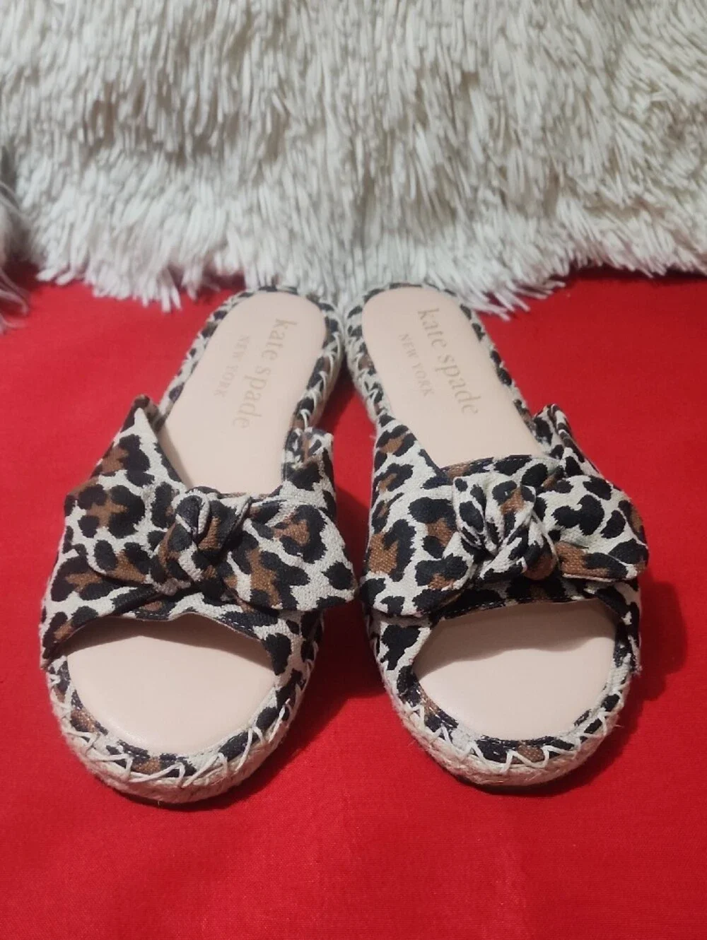 Kate Spade Saltie Shore Espadrille leopard print Slide Sandal/Brown and Black
